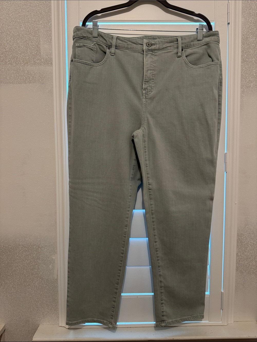 Chico's Straight-Leg Jeans in Light Sage Green